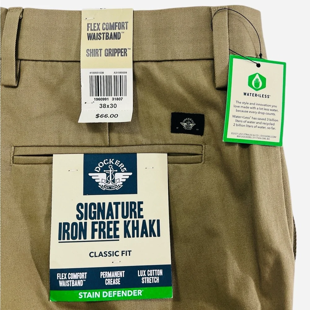 Dockers Signature Iron Free Khaki Straight Fit Stain Defender Pants Size 38x30